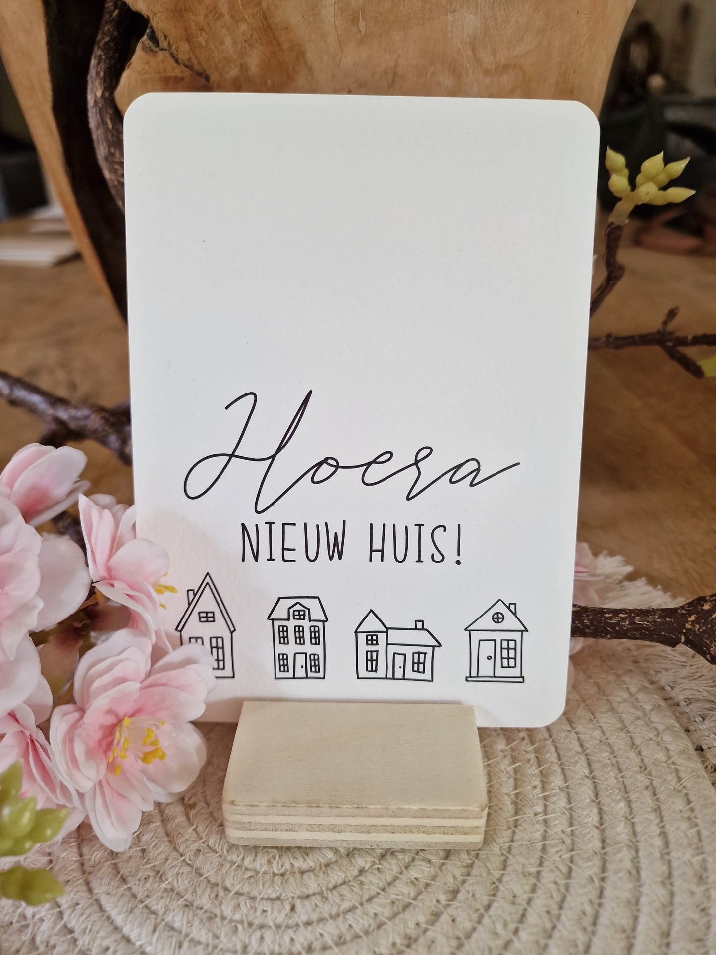 Ansichtkaart 'Hoera nieuw huis!'