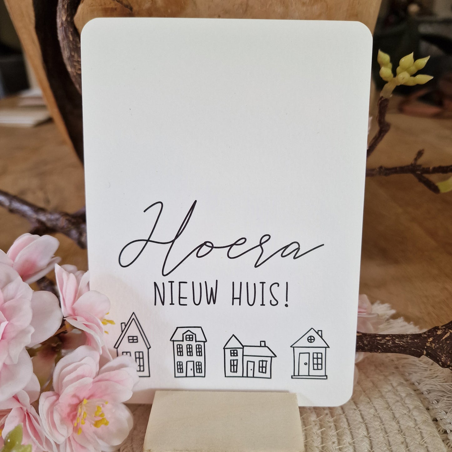 Ansichtkaart 'Hoera nieuw huis!'