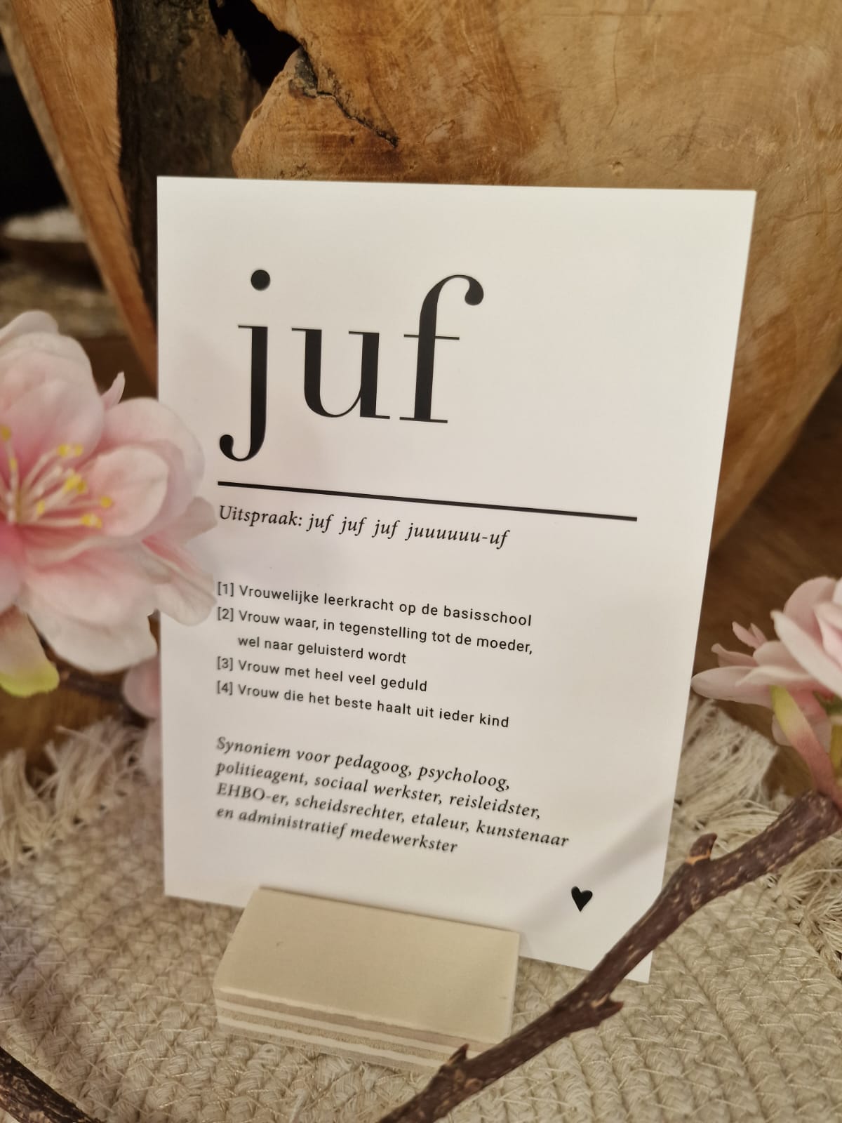 Ansichtkaart 'Juf'