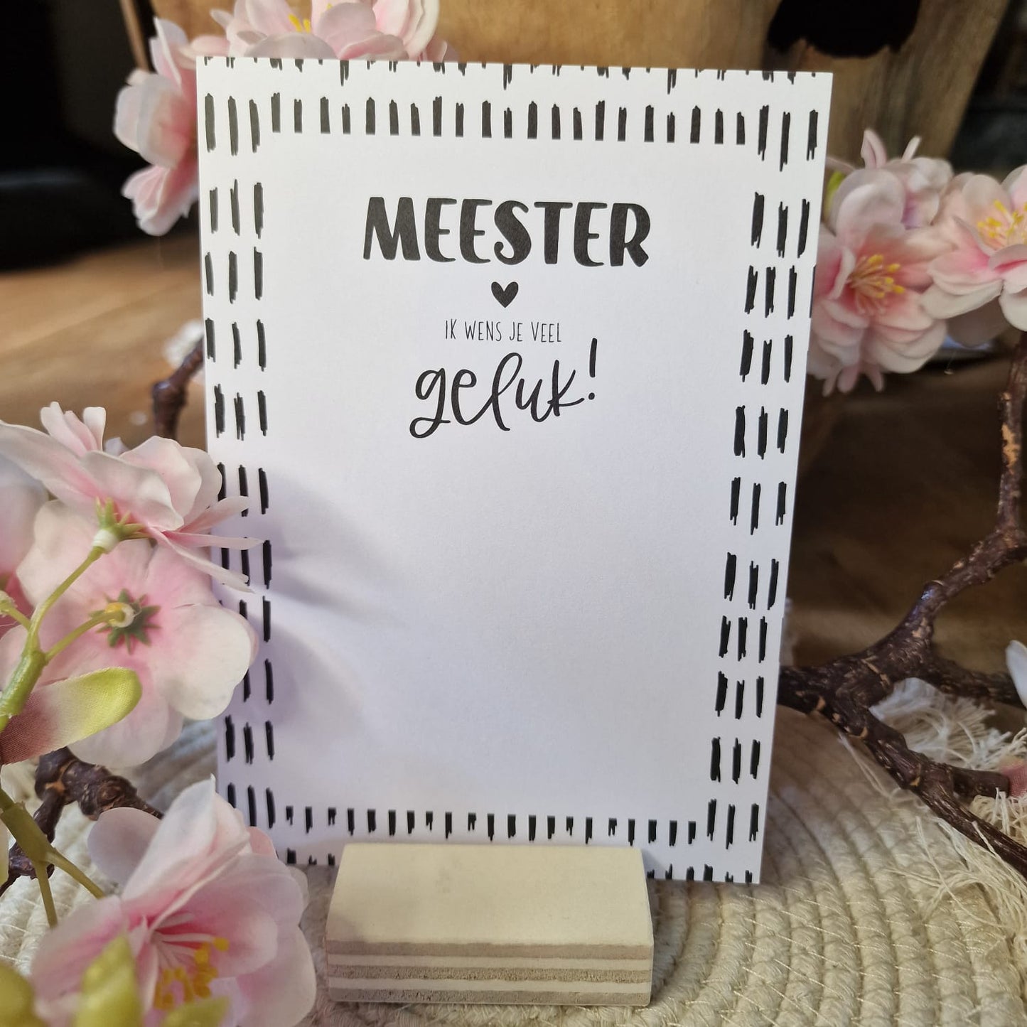Ansichtkaart 'Meester, ik wens je veel geluk!'