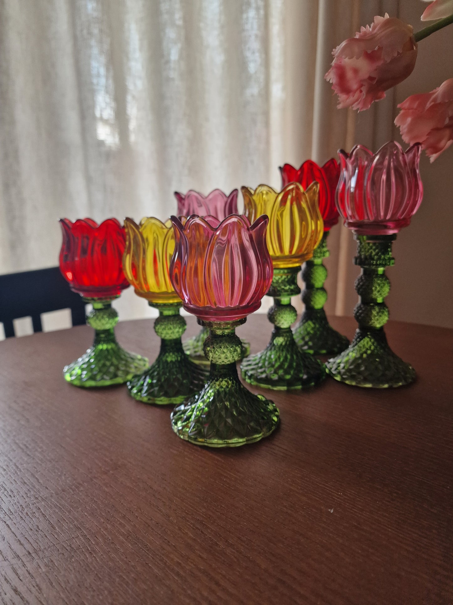 Theelichthouder Tulp - Glas Roze - 17cm