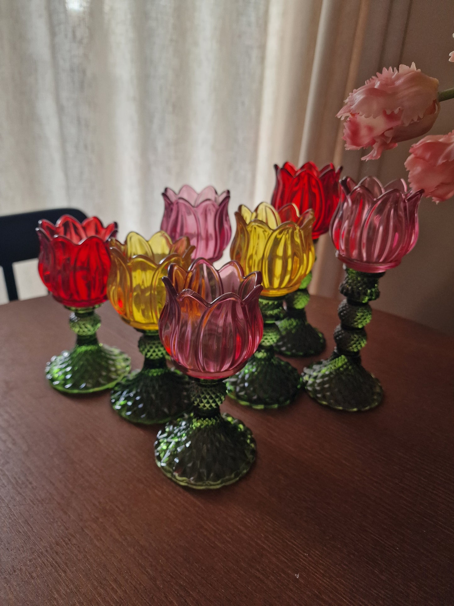 Theelichthouder Tulp - Glas Rood - 19cm