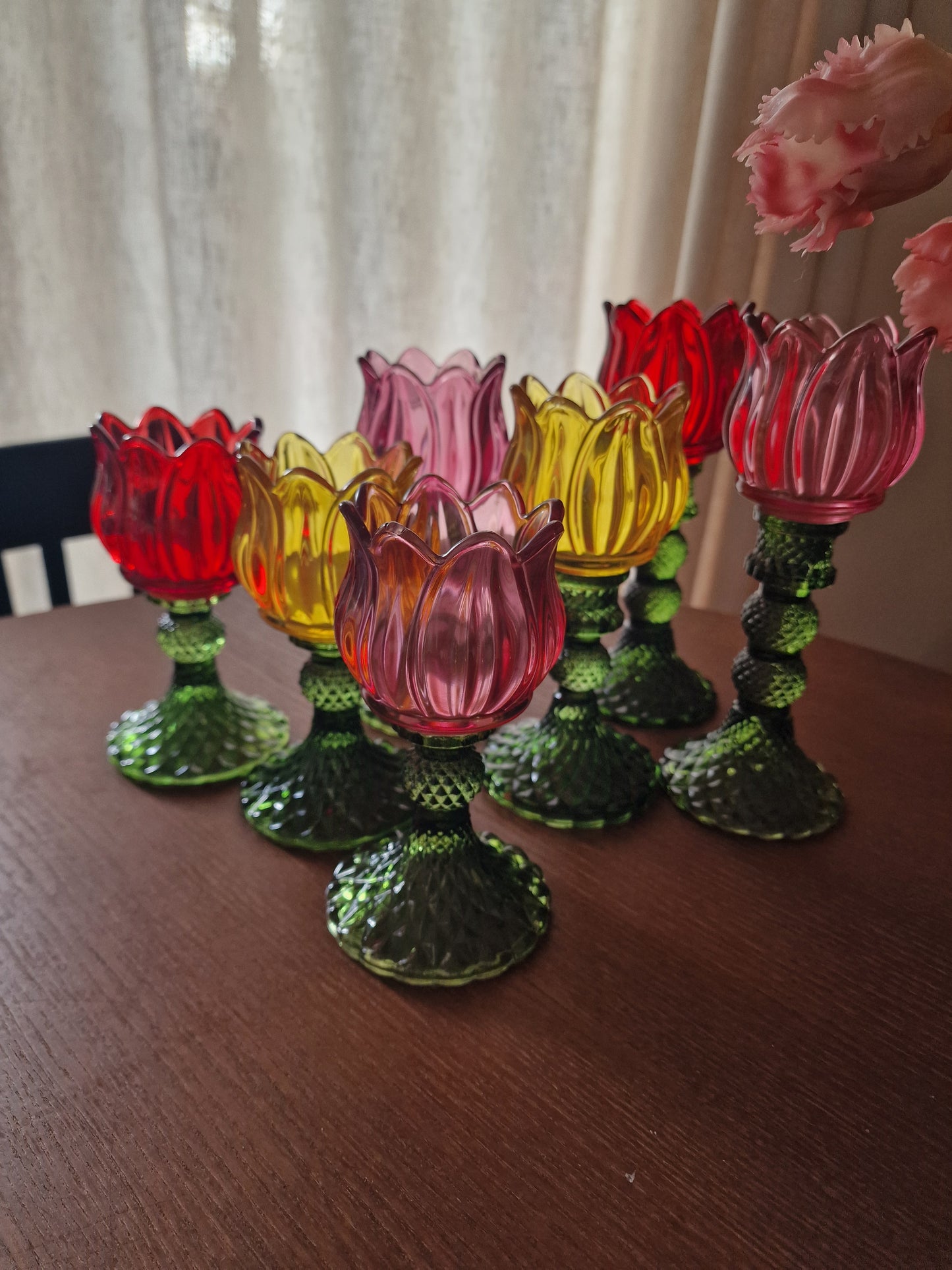 Theelichthouder Tulp - Glas Geel - 17cm